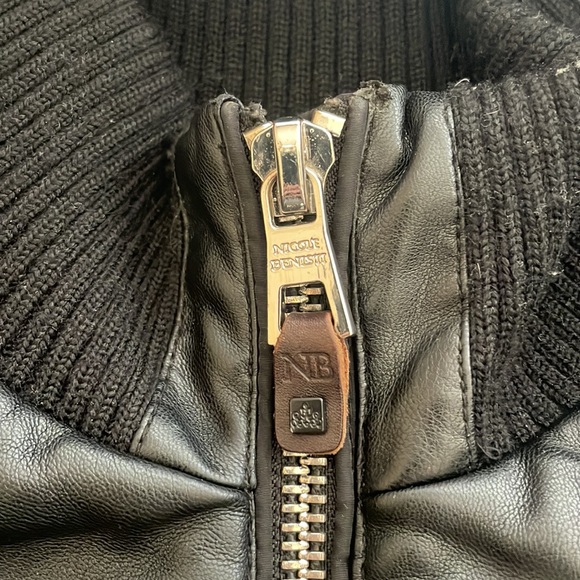 Nicole Benisti Leather-trim Down Jacket Black Size XS - Picture 7 of 16